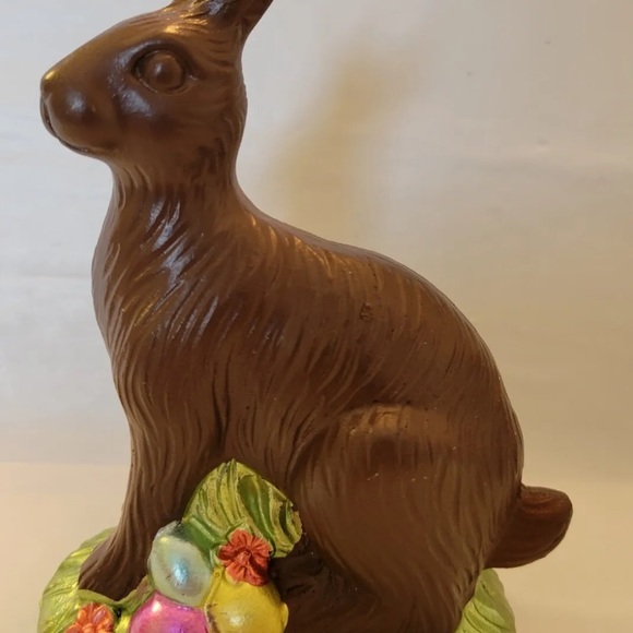 2pc Lot Easter Faux Chocolate Bunny Rabbit Holding Basket...